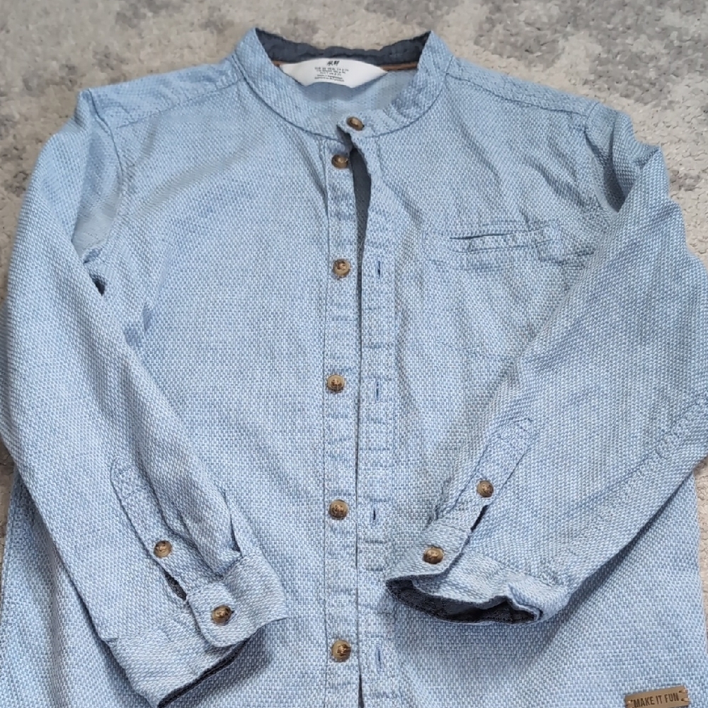 EUC Collarless Button-Up Shirt - H&M boys size 6x